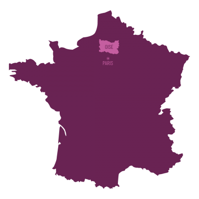 carte de france qui indique la principale région d'action de logamik, l'Oise.